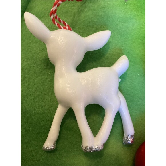 Satin Spun Red & Red Striped Unbreakable 1.5" Christmas Ball Ornaments & Deer - Picture 9 of 10